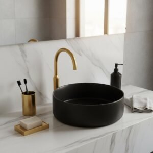 Modern black round art basin Starvoll G31