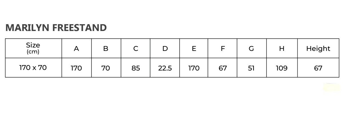 Sanitec Marilyn Freestanding Bathtub 170×70 cm | Acrylic Bathtub UAE - Image 4