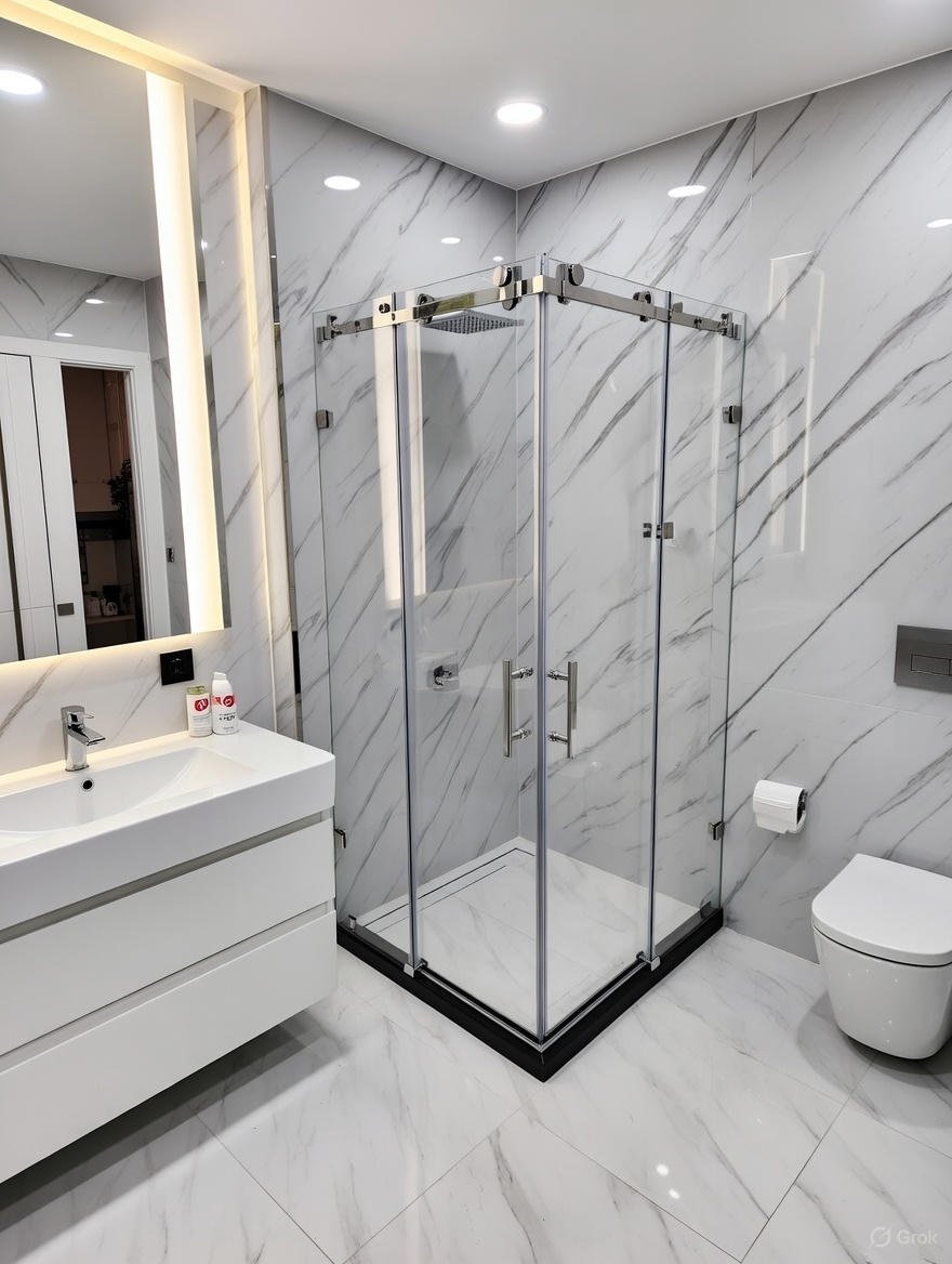 Frameless shower enclosure 80x80 with 8mm glass