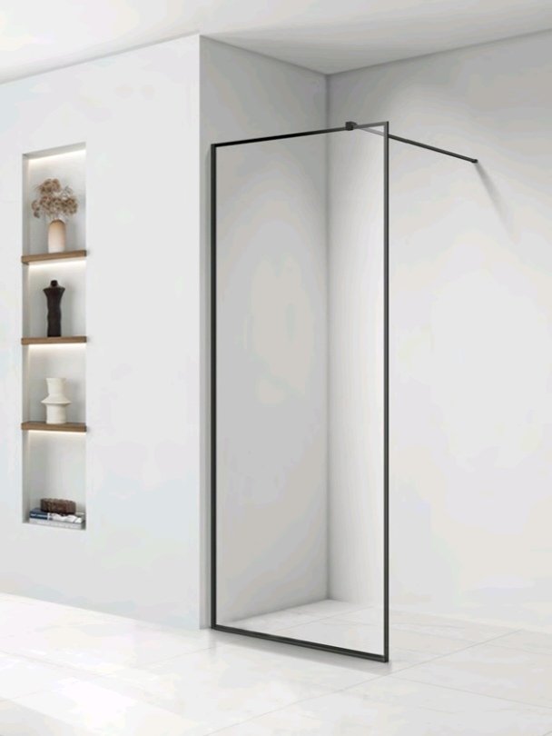 Modern walk-in shower glass partition wall-mounted installation