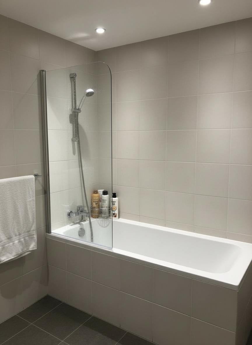 Wall mounted bath screen with rust proof stainless steel trim UAE