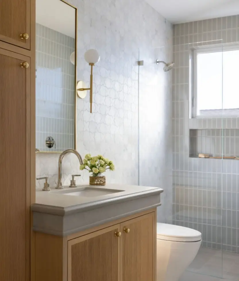 image of a bathroom with a walkin shower glass partition