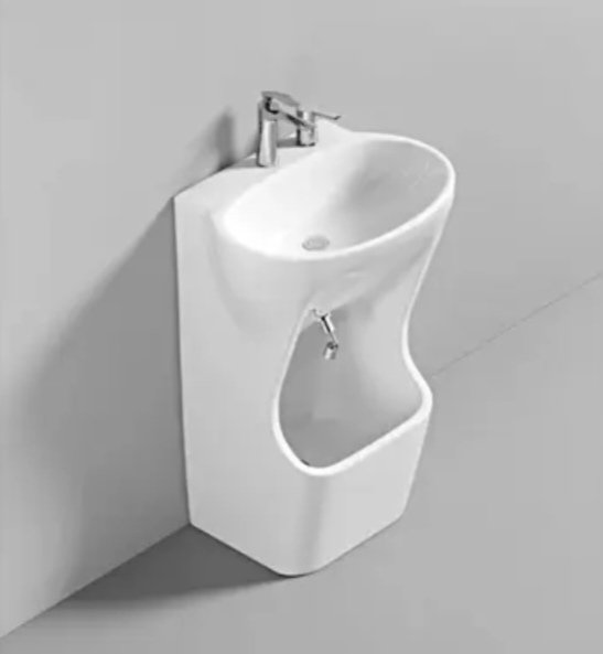 Premium Muslim Wudu Basin by Starvoll made from high-quality ceramic. Ergonomic ablution pedestal basin with foot jet, mixer and drain set.