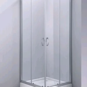 Sliding door shower enclosure 80x80 cm with clear glass panels