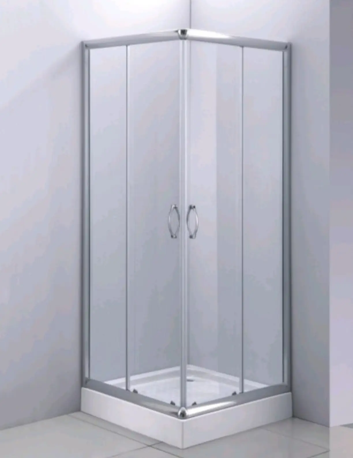 Sliding door shower enclosure 80x80 cm with clear glass panels