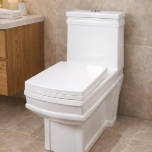 Areej A-3022 One-Piece WC | Square Design Porcelain Toilet | S-Trap | White