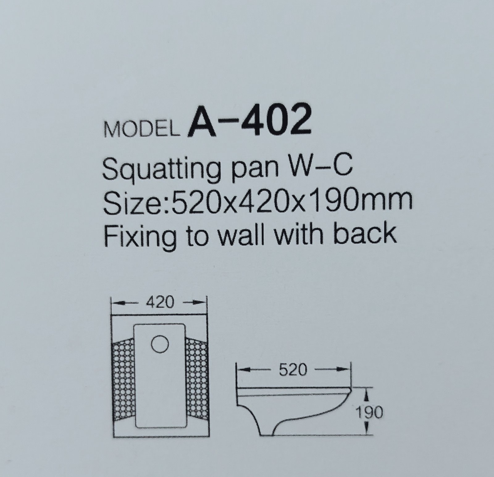 Areej A-402 Ceramic Squat Pan WC | Arabic Toilet | White Glossy Finish - Image 2
