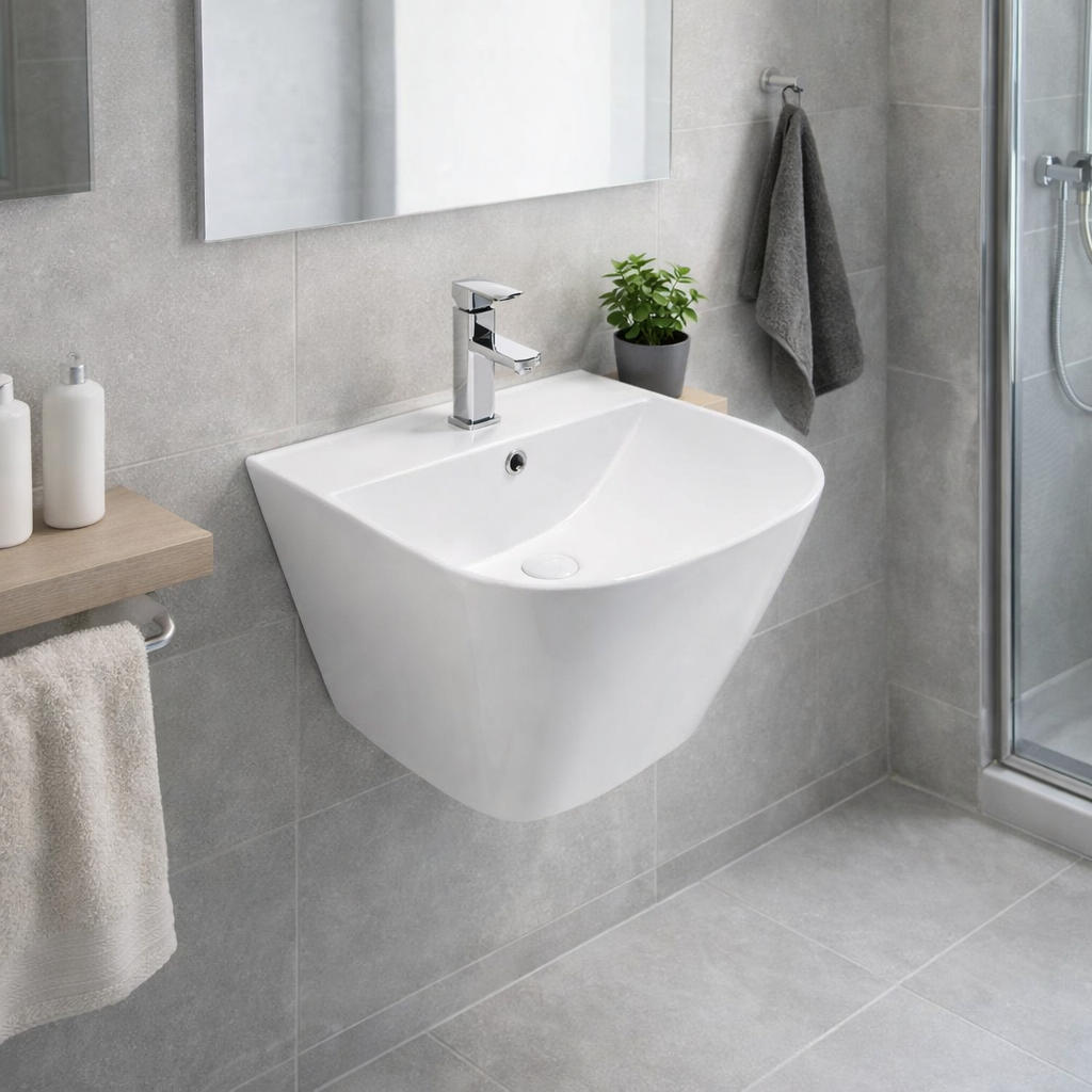 Compact wall mounted wash basin