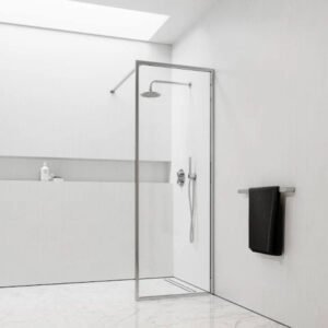 Walk-in shower glass panel 100x120 cm with matte stainless steel frame